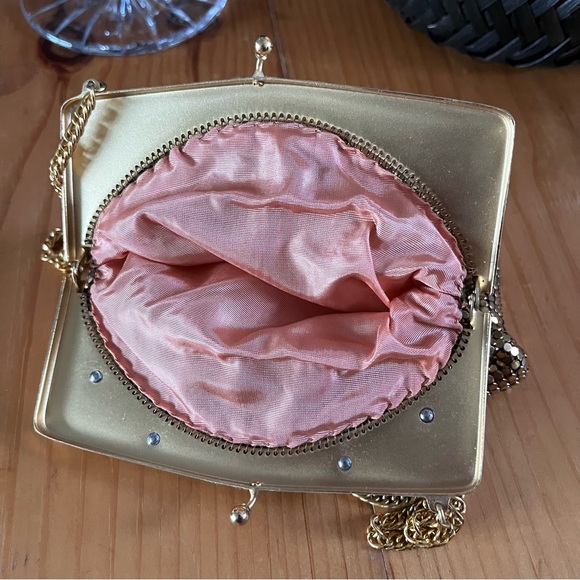 Vintage Whiting and Davis Face Flower Mesh Gold Purse Shoulder Bag Rare Chain - Picture 7 of 16